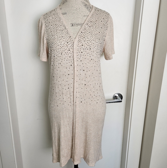 Rhinestone Short Sleeve Duster Cardigan - Picture 11 of 12